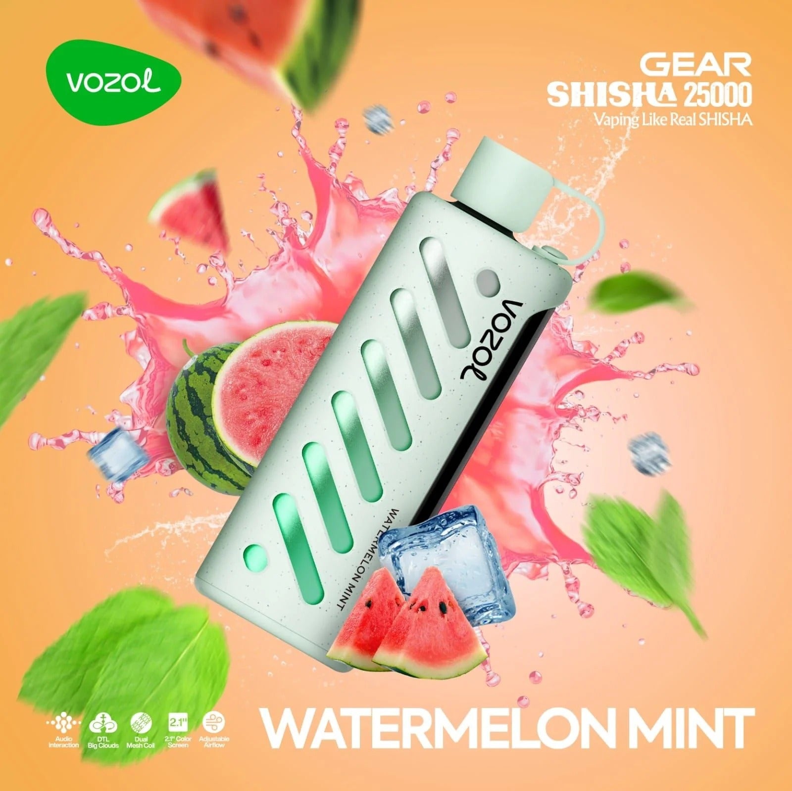 VOZOL GEAR SHISHA 25.000 - Wassermelone Minze