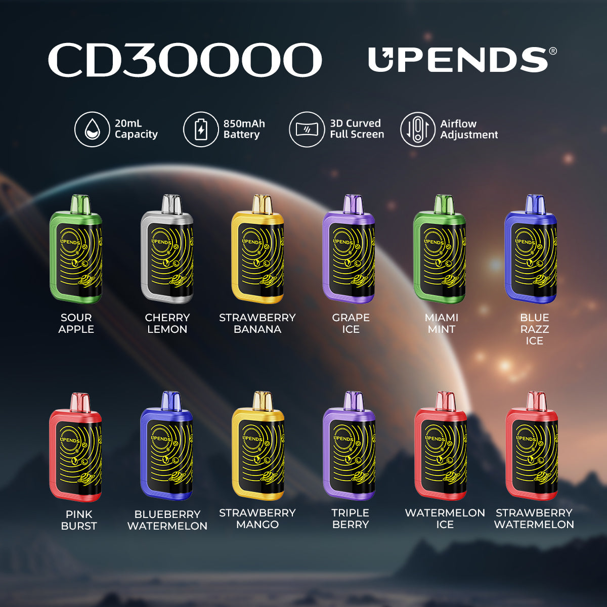 UPENDS CD30000 – 30.000 Züge, 10 Aromen