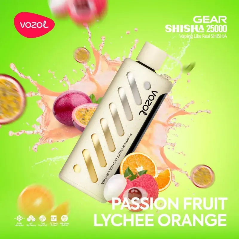 VOZOL GEAR SHISHA 25.000 - Passionsfrucht Litschi Orange